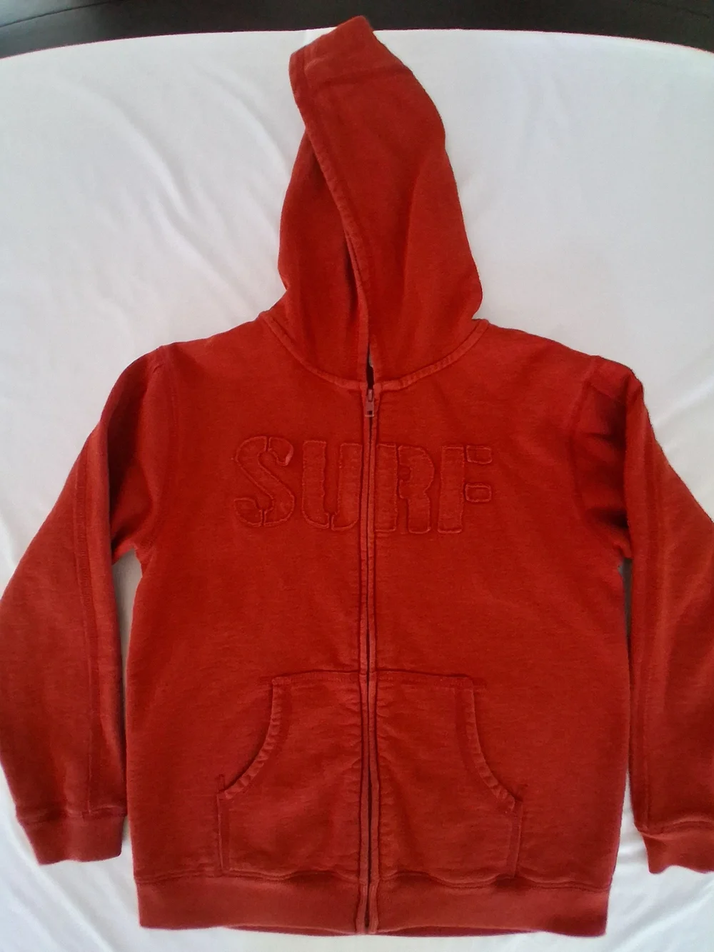 Gymboree Kid's Burnt-Orange Zip Hoodie with 'SURF' Stitch Applique Size 10 Years